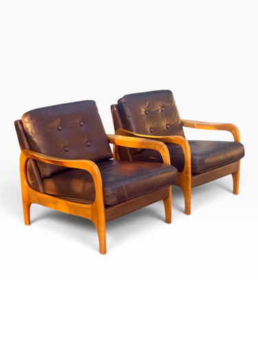 Pair danish modern leather - of,